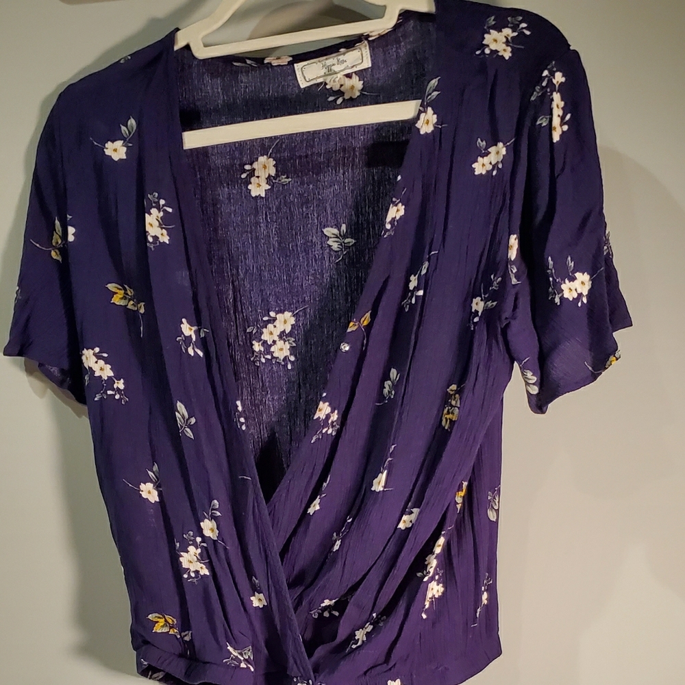 Blue top with flowers